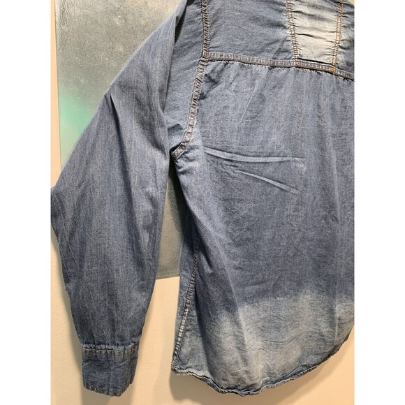 LEVI'S 100% Cotton Denim Button-Up Distressed Pocketed Long Sleeve Shirt VTG XL - Picture 16 of 16